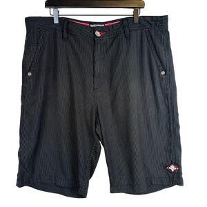 Affliction Y2K Pin Striped Black Shorts Mens Grunge - 40